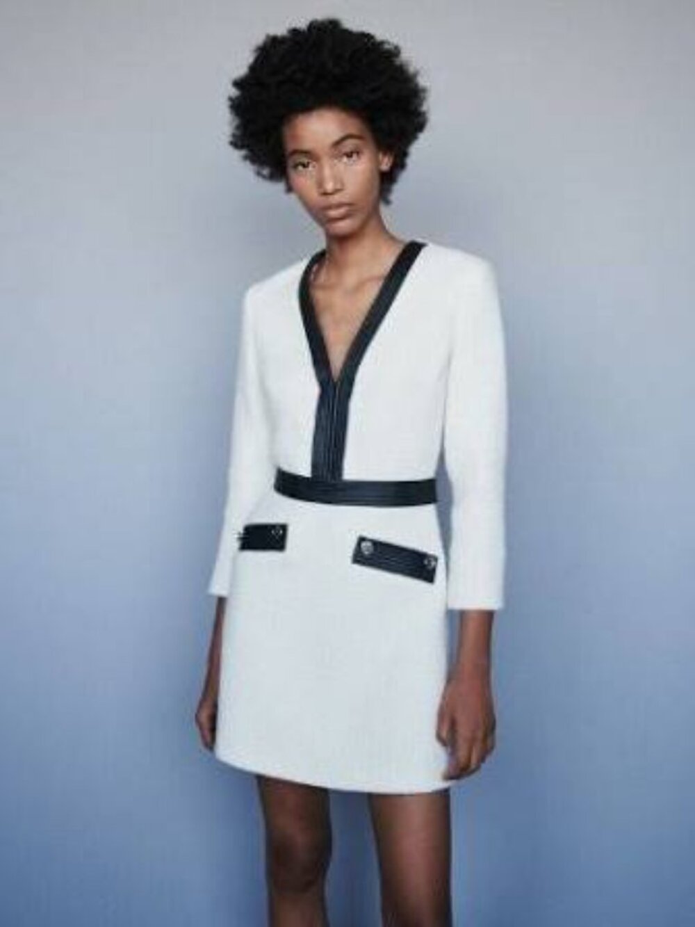 maje Remma Faux Leather Detail Tweed Minidress (Women) | Nordstrom